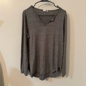GAP Heather Gray Long-Sleeve V-Neck Tunic Top